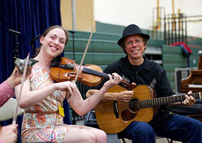 Julie Metcalf and Larry Unger playing for a dance